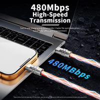Câble Type-C tressé en nylon 240W CC, gaine en PVC, connecteur en alliage de zinc, synchronisation des données 480 Mbps, charge rapide PD, cordon pour téléphone (vente en gros)