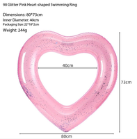 Bouée de natation gonflable en forme de cœur de 120 cm, flotteur de piscine en PVC pailleté, bouée romantique pour adultes pour l'été, la plage et les fêtes