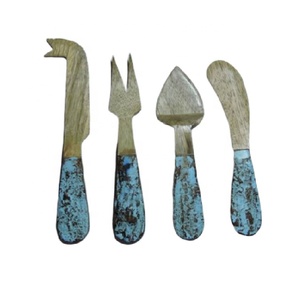 4 Pieces Brass Handle Acacia Wooden Cheese Knife Set Cheese Knives Set Cheese Set - Product Image 4