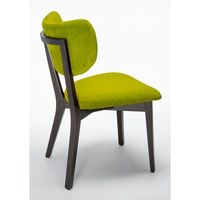 Chaise Moderne en Bois Tufté MOKA Hêtre Teinté MONOBLOCK Cadre Velours SURI Rembourrage en Bois Vert Vif-Matériau PU SRIVA01