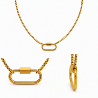 Collier en acier inoxydable plaqué or avec pendentif boucle créole, prêt à expédier, vente en gros