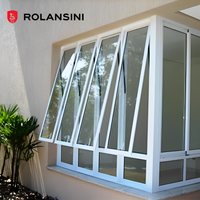 Ventanas Modernas de Cocina con Apertura Vertical Abatible, Marco de Aluminio, Ventanas Dobles Colgantes, Puertas con Malla de Acero Inoxidable para Casas