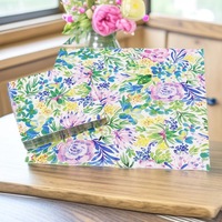 Serviettes en papier rectangulaires personnalisées à motif floral bleu imprimé en couleur pour mariages et banquets d'hôtel, en pâte de bois vierge