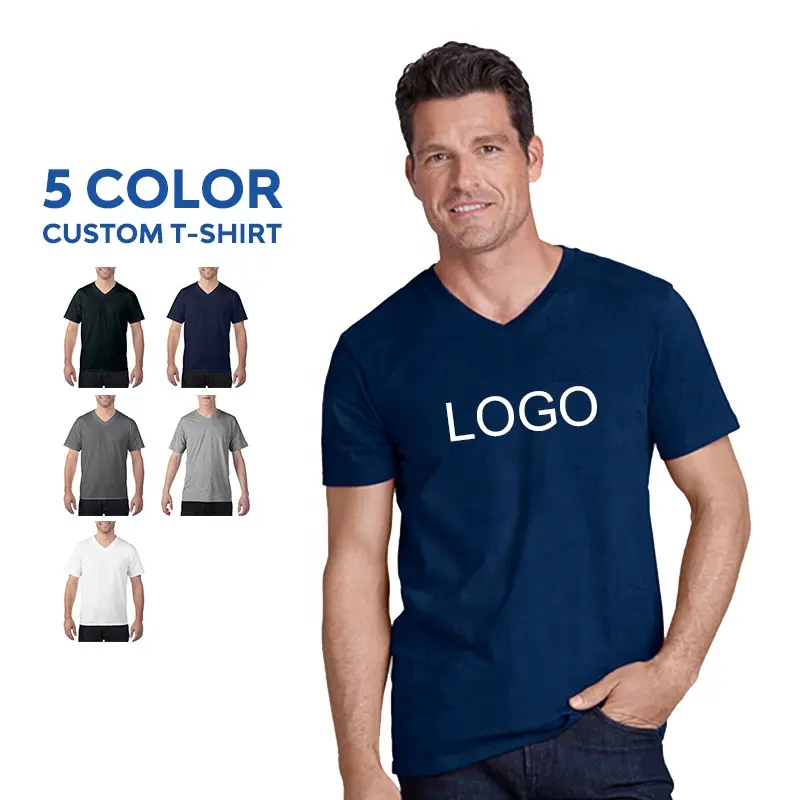 Wholesale 150 Grams 100% Cotton Plain Unisex T Shirt V-neck Premium Mens Blank plain t shirts für Printing Custom Logo