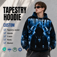 Sweat à capuche zippé jacquard pour homme, motif personnalisé sur toute la surface, en maille tissée