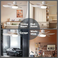 Ventilateur de plafond à économie d'énergie avec lumière, douille E27, 5 pales, avec lumière LED et télécommande
