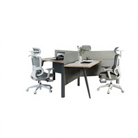 Escritorio de Oficina Modular de Diseño Metálico Moderno, Mesa de Trabajo con Separación para 3 Personas, Estación de Trabajo para Oficina Abierta
