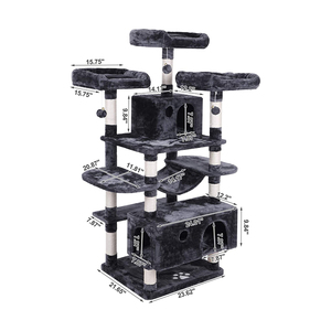 2025 produttore personalizzato Extra Large 49 pollici legno Sisal gatto attività torre di natale nero arrampicata albero casa per grandi felini - Product Image 6