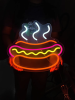Panneaux néon en acrylique personnalisés de grande taille avec logo publicitaire certifié CE Tulundo, pour hamburgers, cheeseburgers, sandwichs, utilisation en intérieur, fil de 2 m