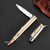 Couteau pliant Cool Bullet, lame en alliage de zinc, manche en cuivre, porte-clés, couteau de poche EDC, couteau de randonnée, affichage