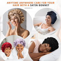 5 pièces/boîte cadeau, logos personnalisés, bonnet en satin élégant pour femmes avec bande à nouer pour dormir, bonnets pour cheveux bouclés, tresses