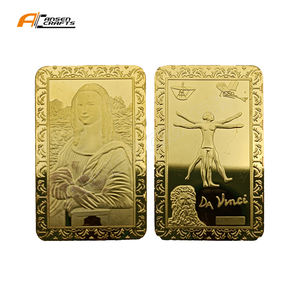 Leonardo <span class=keywords><strong>Da</strong></span> <span class=keywords><strong>Vinci</strong></span> Mona Liza <span class=keywords><strong>Bar</strong></span> 1OZ Lingote de pieza de arte chapado en oro - Product Image 1