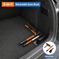 Brosse à neige télescopique 3-en-1 et grattoir à glace pour voiture avec manche extensible de 100 cm, outil de nettoyage de véhicule hivernal sans rayures