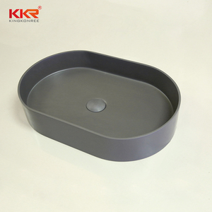 Lavabo de Baño de Diseño Moderno KKR, Lavabo de Superficie Sólida de Piedra Artificial con Cubierta de Atone - Product Image 3