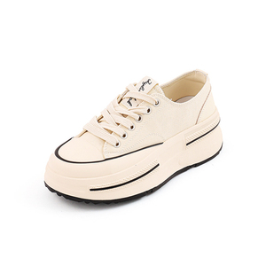 Latest Genuine Sheepskin Lining <b>Canvas</b> Shoes for Women Korean Cushioning Thick-Soled Versatile Casual Flat for Autumn Spring - Product Image 2