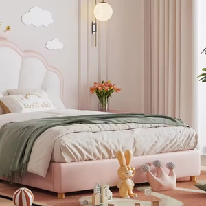 Nuovo Set Camera da <span class=keywords><strong>Letto</strong></span> <span class=keywords><strong>per</strong></span> <span class=keywords><strong>Bambini</strong></span> di Lusso con <span class=keywords><strong>Letto</strong></span> a Corona in Vera Pelle e Legno Resistente allo Sporco, Ecologico, Rosa - Product Image 4