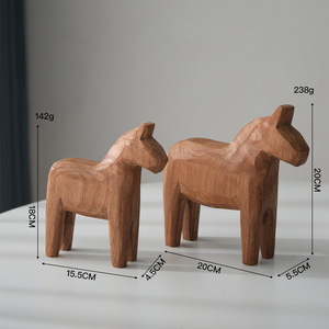 Caballo <span class=keywords><strong>Dala</strong></span> de madera hecho a mano, 2 piezas/juego, arte folclórico nórdico, estilo natural, decoración para el hogar, figura decorativa - Product Image 2