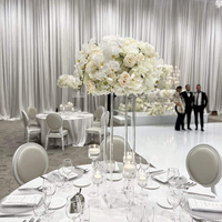 Candélabre classique en verre et cristal pour centre de table de mariage, support de fleurs et chandelier