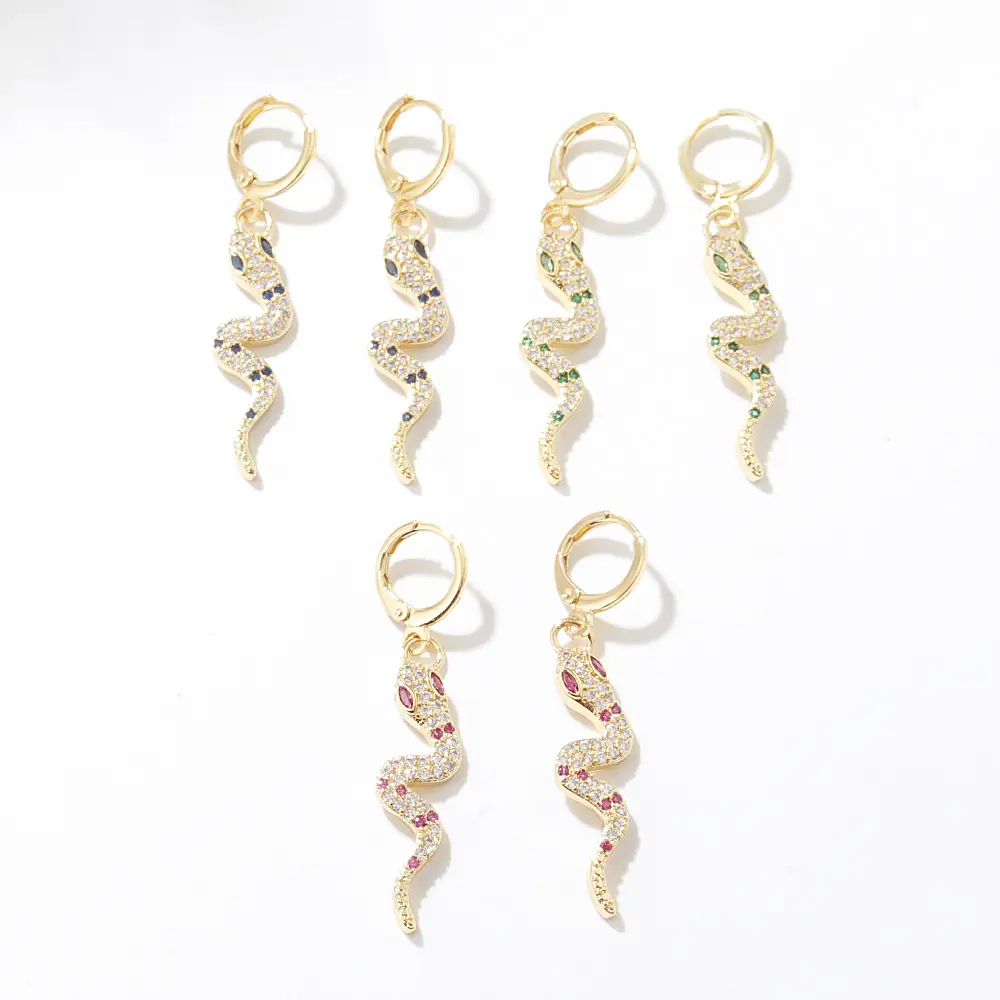 2022 New design micro-inset zircon Micro inlay zircon snake shape ear clip for women earrings jewelry