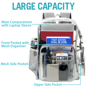 <span class=keywords><strong>Mochila</strong></span> de plástico transparente y resistente para chica, bolso escolar de PVC transparente, a la moda, para ordenador portátil - Product Image 4