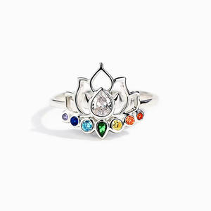 <b>Lotus</b> Flower Ring 925 Sterling Silver With Zircon Pear Cut Stone Women's Buddhist <b>Jewelry</b> Gift For Her - Product Image 5