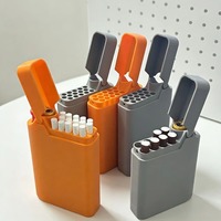 Étui à cigarettes portable exclusif transfrontalier avec briquet intégré, compatible avec les cigarettes fines et régulières, vente en gros d'usine