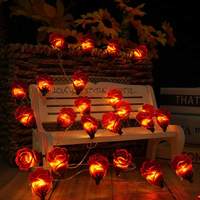 Romantische 40LED Rozen Bloemen Lichtslinger Koper Materiaal IP44 Binnen Tuin Feest Decoratie Valentijn Warm Wit 10m