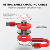 Câble de charge rétractable 3-en-1 multi-ports USB pour synchronisation de données et charge rapide pour appareils mobiles Type C et Micro L – Vente en gros