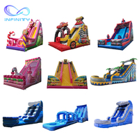 Glissière d'eau gonflable commerciale pour enfant grand cavalier de maison de rebond bon marché videur de château de saut plein d'entrain grande piscine de Waterslide