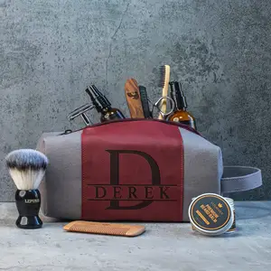 Individuelles Logo retro geprägte Herren-Makeup-Taschen Reisetasche Geschäfts-Toilettentasche tragbare Kosmetiktasche mit Griff