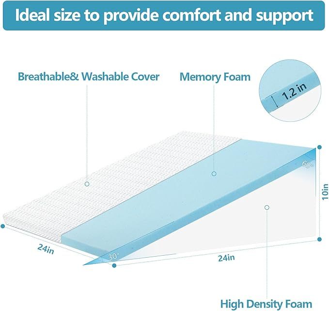 10-Inch Memory Foam Wedge Pillow – Incline Support Cushion for Sleeping, Snoring & Acid Reflux - View 3