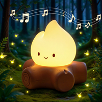 Veilleuse rechargeable à effet flamme en forme de souche, avec lumière d'ambiance à intensité variable et bruit blanc apaisant pour enfants