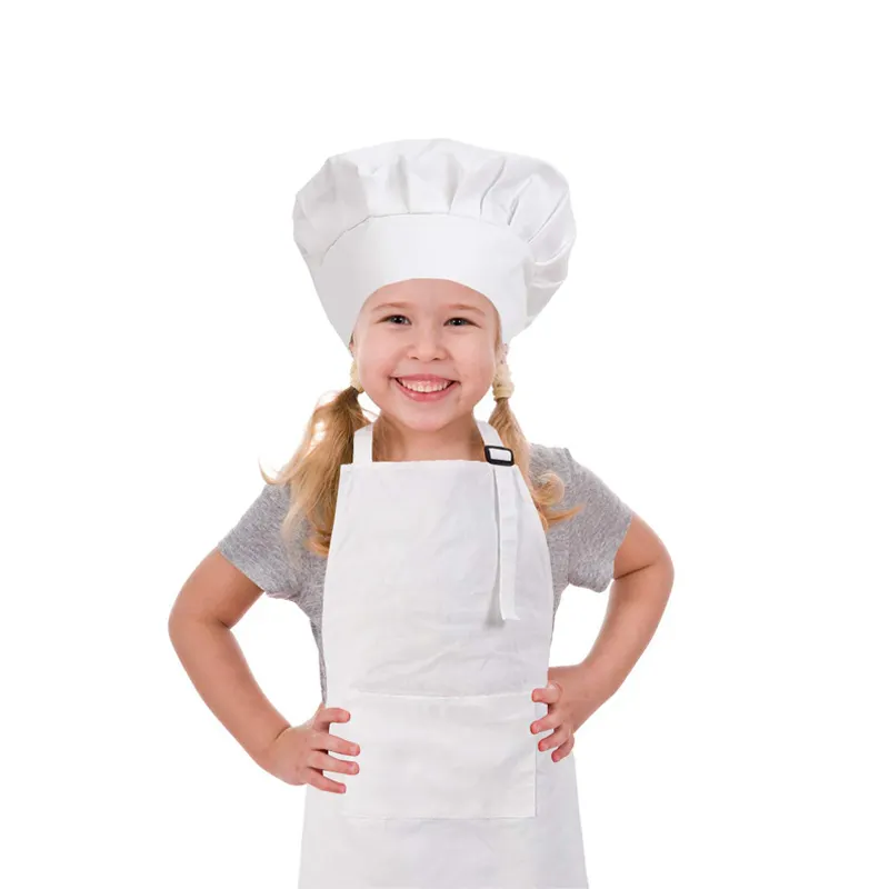 Bambini Grembiule e Cappello Cuoco Bianco Bambini Grembiule di Cottura Set per bambini Chef set