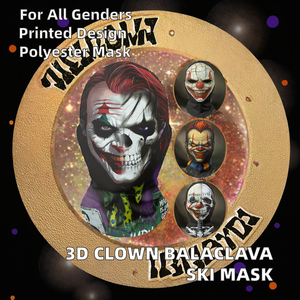 Balaclava de clown imprimée en 3D, masque de ski intégral pour hommes et femmes, costume de cosplay, couvre-chef extérieur, Halloween, fantômes, fête, quotidien - Product Image 2