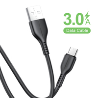 Câble de données USB 3.0 3A à charge rapide de 1 m en TPE, USB-A vers Type-C, pour téléphones mobiles, tablettes et ordinateurs