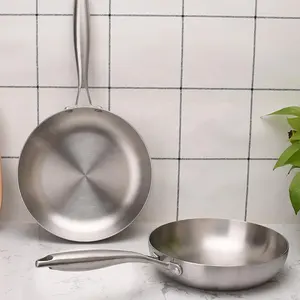 Panela de indução de aço inoxidável de 3 camadas para cozinha, frigideira antiaderente de 22-28 cm, frigideira de cozinha, atacado de fábrica