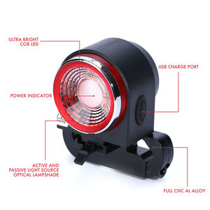 A8 Pro 自転車リアライト多機能 LED 自転車テールランプセキュリティアラーム IP65 防水 USB 充電式バッテリー夜間走行 - Product Image 2