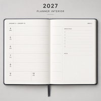 Agenda spirale 2027 de haute qualité, planificateur hebdomadaire et mensuel, carnet de suivi d'habitudes, papier 120 g/m² anti-transparence, reliure thermique, cadeau