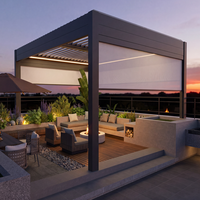 Pérgola motorizada de aluminio inteligente impermeable con persianas de aluminio para techo al aire libre extensible retráctil toldo Gazebo pérgolas Kits