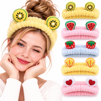 Schattig fruit pluche hoofdband voor vrouwen meisjes spa gezichtsreiniging haarbanden aardbei kiwi watermeloen sinaasappel hart groothandel