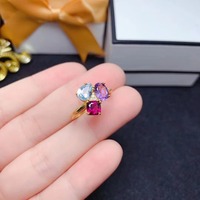 Bague de fiançailles délicate en argent 925 plaqué or, design Dubaï, avec améthyste naturelle pour filles