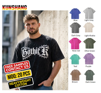 T-shirt vierge en coton épais 280g à motif personnalisé pour homme, style streetwear, coupe ample, vente en gros, effet vintage et délavé à l'acide