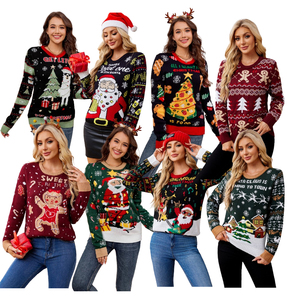 2025 venta al por mayor LED Jacquard <span class=keywords><strong>mujer</strong></span> Navidad suéter <span class=keywords><strong>de</strong></span> talla grande Navidad mujeres suéteres - Product Image 1