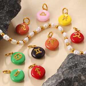 Colgante Redondo Vintage con Símbolos de los Doce Signos del Zodíaco, Accesorio de Bisutería DIY - Product Image 3