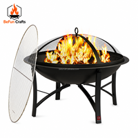 Brasero extérieur en acier pour bois, barbecue, idéal pour patio, jardin et camping, brasero rond robuste avec écran anti-étincelles