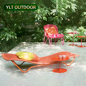 Sdraio da Esterno per Piscina e Giardino, Lettino Prendisole in Alluminio con Corda Intrecciata, Sedia Moderna per Salotto e Spiaggia - Product Image 1