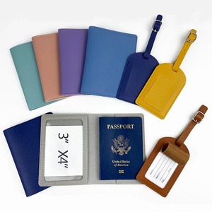 Ensemble porte-passeport et étiquette de bagage en cuir PU, étui de protection pour passeport, portefeuille de luxe fin pour hommes et femmes - Product Image 5