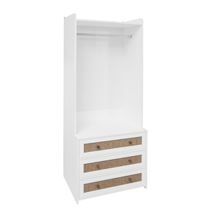 Modern Solid Wood High <b>Wardrobe</b> Armoire with 3 Drawers for Living Room Bedroom Hotel & Hospital Organizer - Product Image 4