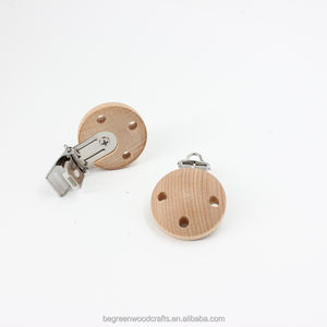 Dia35mm Legno Massello di Faggio Bambino Clip di Manichino FAI DA TE Ciuccio Clip di Non-Tossico - Product Image 1