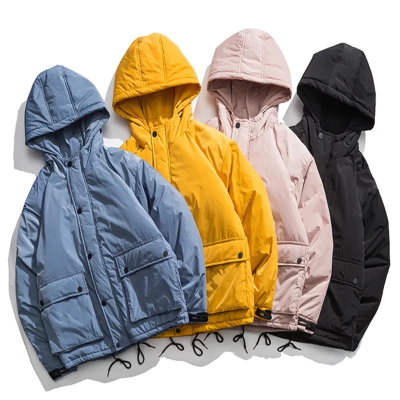 2020 NEU Hochwertige Winter Warm Thicken Zipper Mäntel Herren Cargo Style Hooded Parkas Lässige männliche Multi-Pocket-Mantel jacken